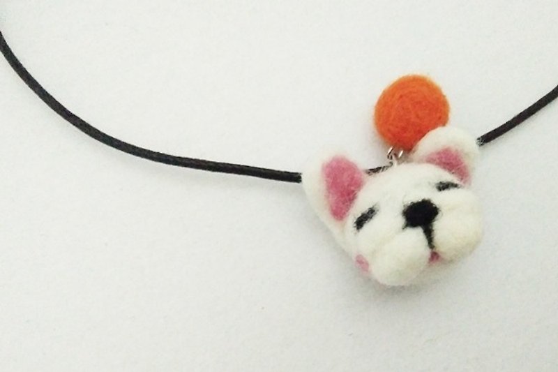 Miniyue wool felt necklace / necklace: french Taiwan made all handmade - Necklaces - Wool White