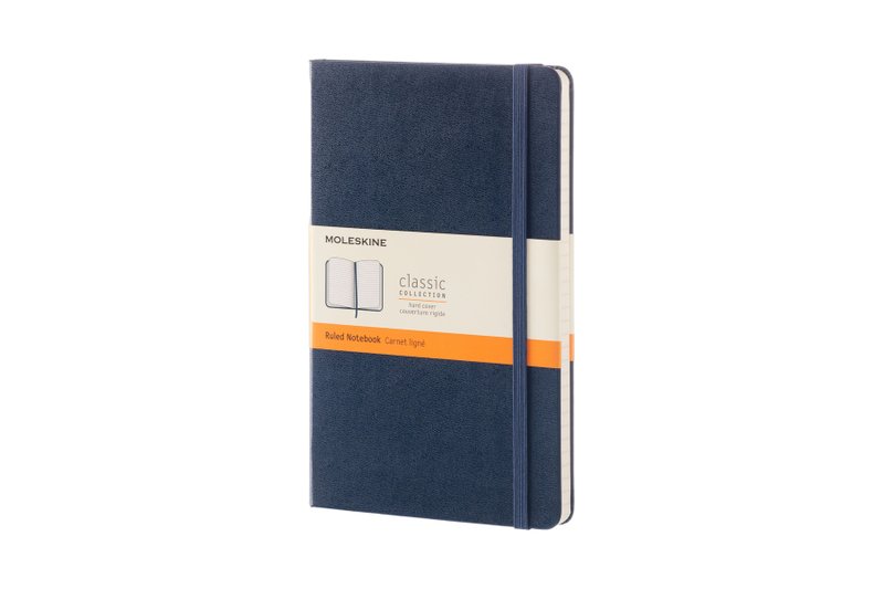 MOLESKINE Classic Sapphire Blue Hard Case Notebook - L - Horizontal Line - Hot Stamping Service - Notebooks & Journals - Paper Blue