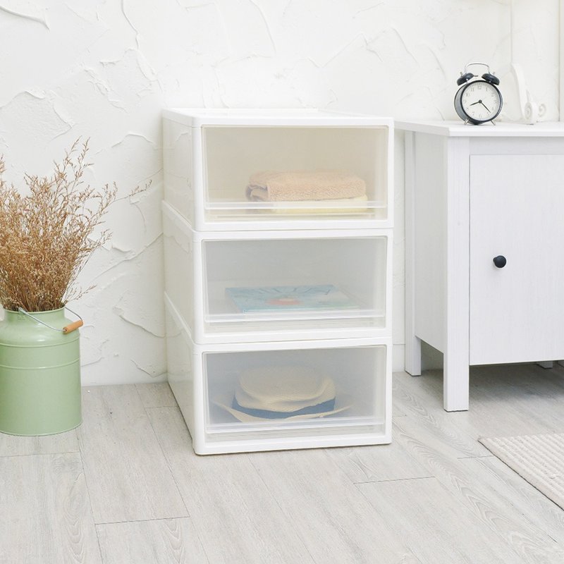 Japan JEJ Japan-made multi-functional single-layer drawer storage box (middle)-single layer 32L-3 into - ตู้เสื้อผ้า - พลาสติก ขาว