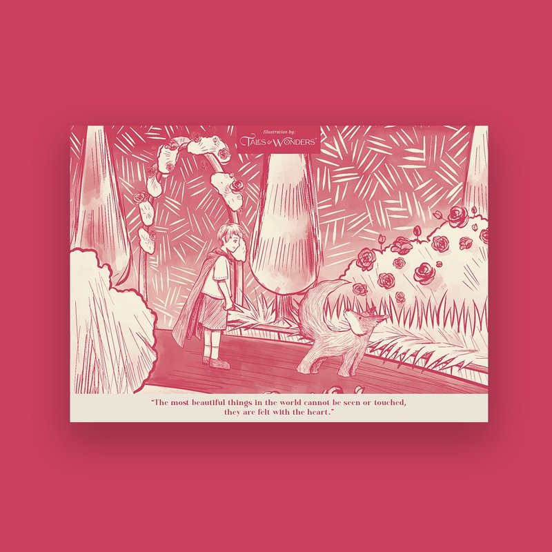Little Prince Post Card - 卡片/明信片 - 紙 粉紅色