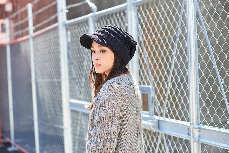 冬帽 ニット キャスケット ウィンター デザイン 編み ユニセックス 秋冬 つば付き ゆったり - 帽子 - 壓克力 灰色