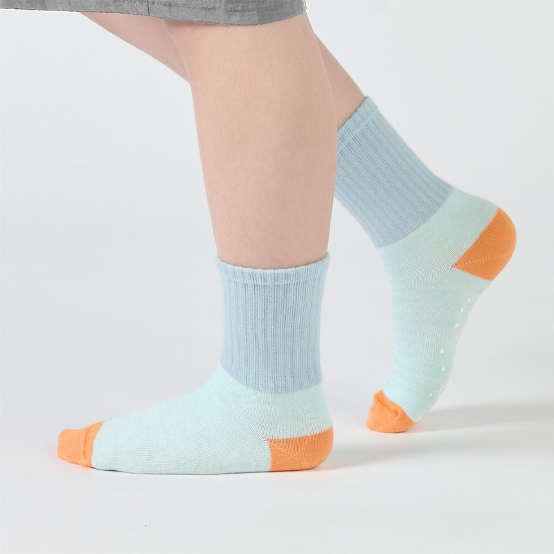 來堆積木吧  中筒童襪 - 淺藍(4y-9y) - 襪 - 棉．麻 藍色