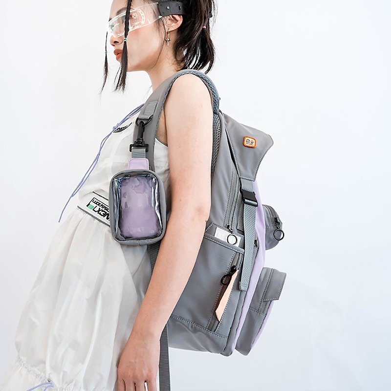 nullbag original Japanese niche design candy-colored backpack contrasting color computer backpack sweet and cool girl - กระเป๋าเป้สะพายหลัง - ไนลอน 