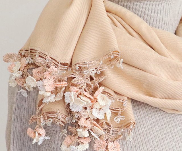 CHANEL 花柄ストール フリンジ付き　カシミア　パシュミナ 花柄ストール】AW・大判/ジャガードストールの通販ショップ/12