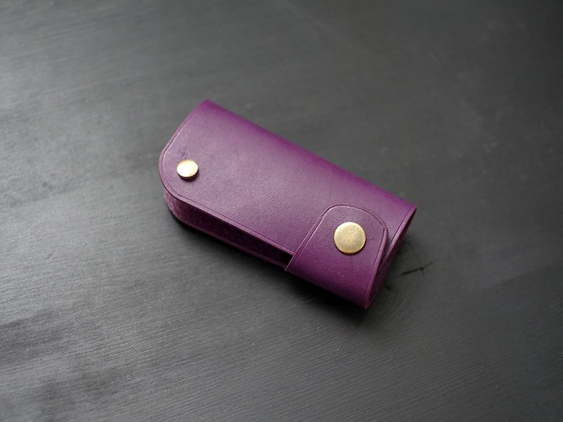 [Promotion] Genuine leather car key case-purple [Engraved leather in Fulie District] - Keychains - Genuine Leather Purple