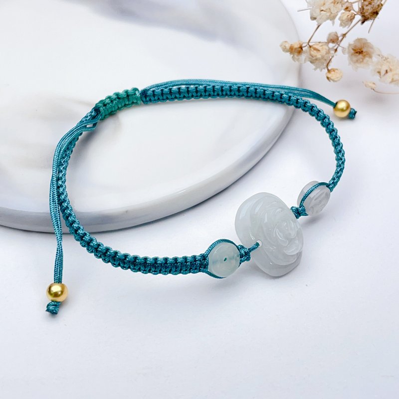 [Like jade and flowers] Ice jade flower woven bracelet | Natural Burmese grade A jadeite | Gift - Bracelets - Jade White