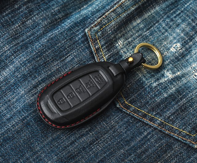 Leather keychain for Hyundai Venue Black Red Blue Brown Car Key