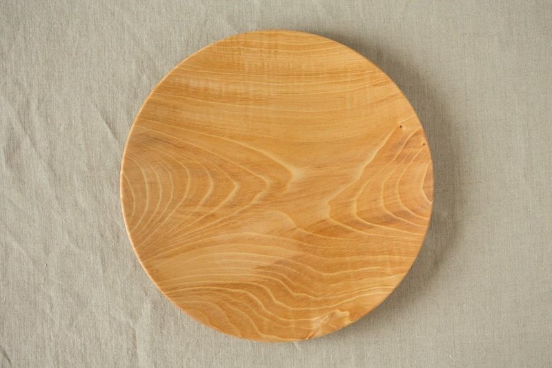 ろくろ挽きの木皿　栃（とち）の木　24cm　13 - 碟子/醬料碟 - 木頭 卡其色