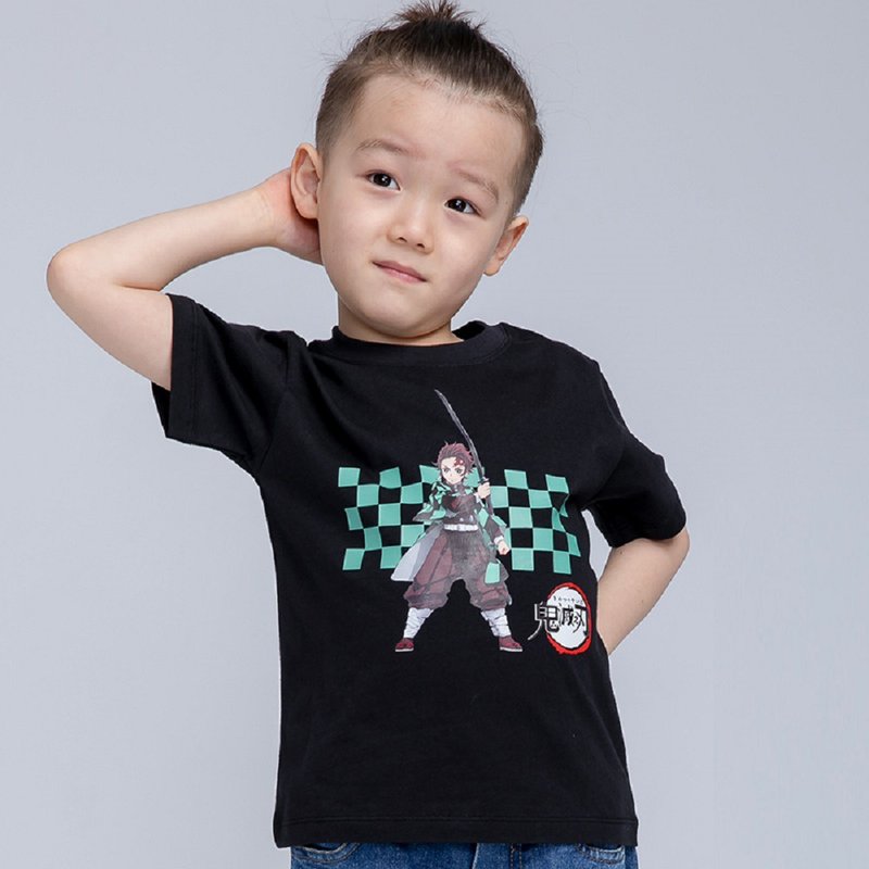 [ONEDER Wanda] Ghost Extermination Blade Kitchen Gate Tanjiro Cotton Short Sleeve Top T-Shirt-Children KNY-NX00 - Tops & T-Shirts - Cotton & Hemp 