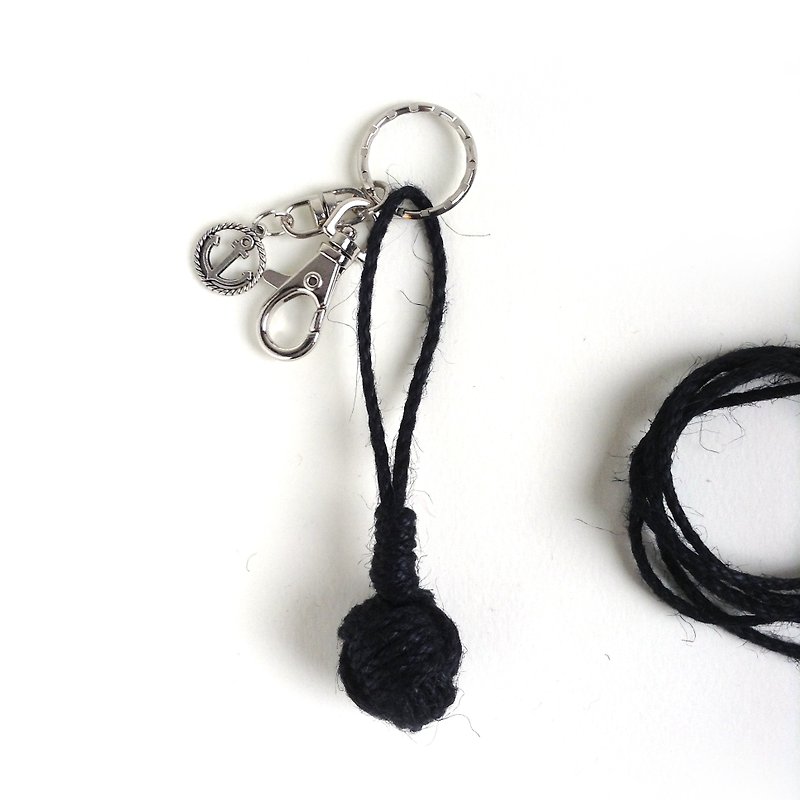 Anne's Handmade  | Handmade Sailor Knot Key chain - black - ที่ห้อยกุญแจ - ผ้าฝ้าย/ผ้าลินิน สีดำ