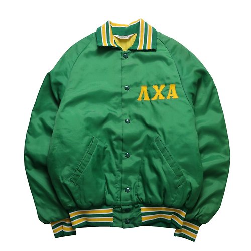 富士鳥古著屋 1980s UNION MADE 美國製 綠色防風棒球外套