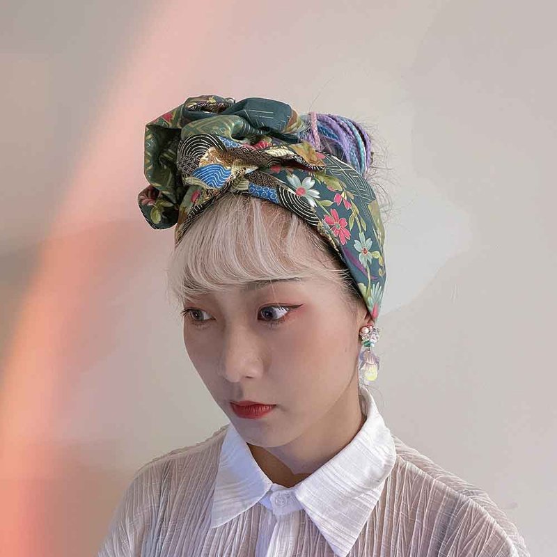 Corrugated Japanese wide aluminum wire hairband (excited push) - Headbands - Cotton & Hemp Green