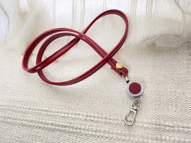有格調。皮革伸縮扣頸繩 - 紅 - - 手機掛繩/背帶 - 真皮 紅色