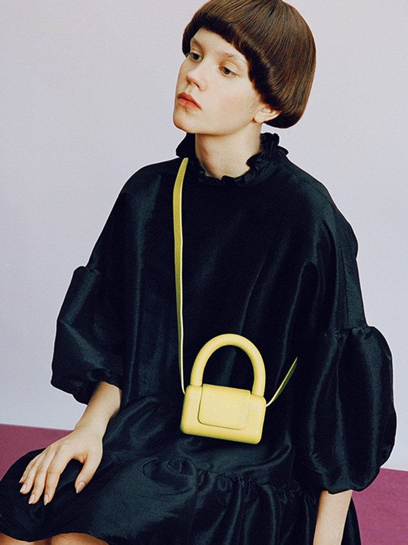 Yellow small TOTO show style big brand sense mini shape small square bag shoulder portable lipstick storage bag - Messenger Bags & Sling Bags - Genuine Leather Yellow