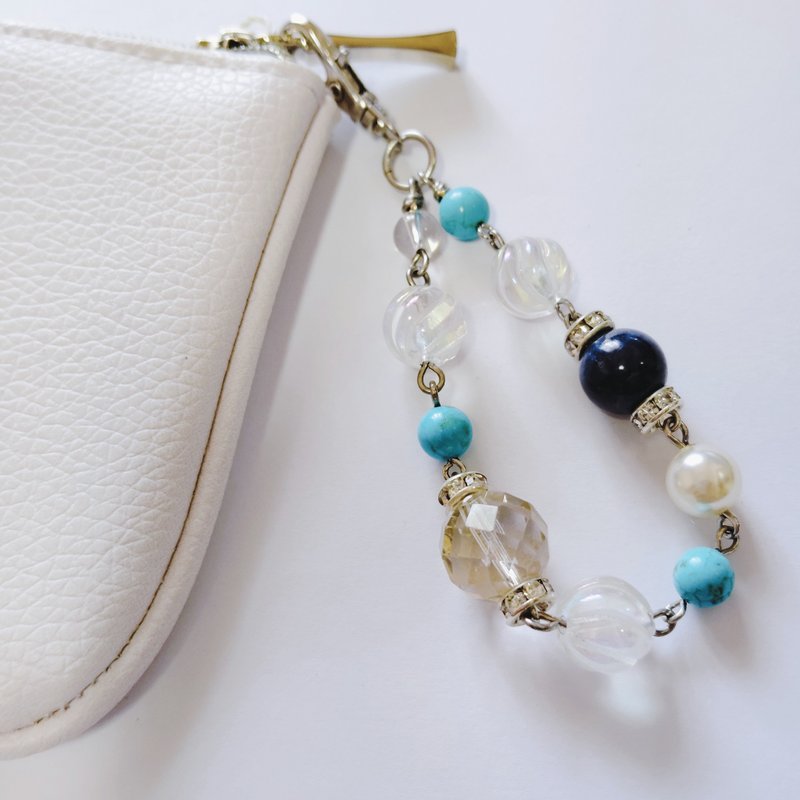 Natural stone charms and straps Turquoise Sapphire Quartz - Lanyards & Straps - Semi-Precious Stones 