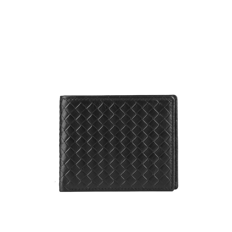 CROSS 頂級義大利Squisito小牛皮編織紋4卡1零錢袋皮夾 (黑色) - 銀包 - 真皮 黑色