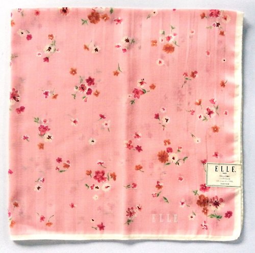 orangesodapanda ELLE Paris Vintage Handkerchief Women Pink Floral Gift 23 x 23 inches