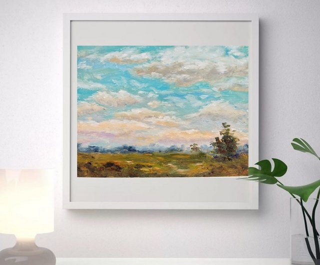 風景画 空 原画 原画 15x20cm 手繪油畫 - ショップ AnaskoArt