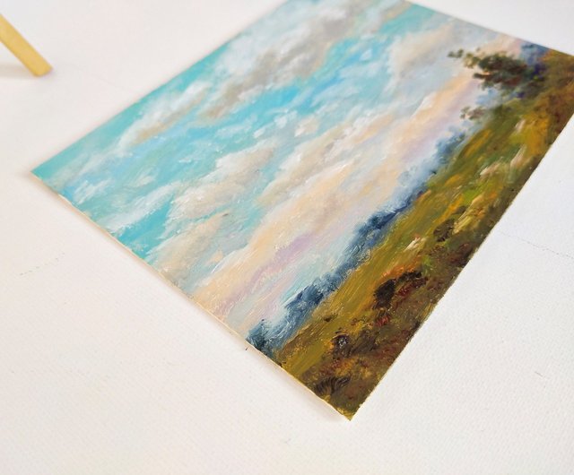 「初晴」　手描き　油絵　風景画　原画　油彩画　印象派 森の光」 手描き 油絵 風景画 原画 油彩画 印象派｜Yahoo!フリマ