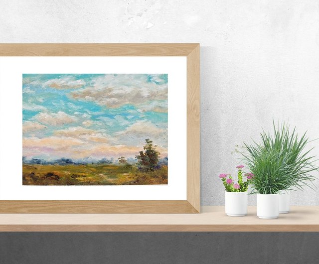 風景画 空 原画 原画 15x20cm 手繪油畫 - ショップ AnaskoArt