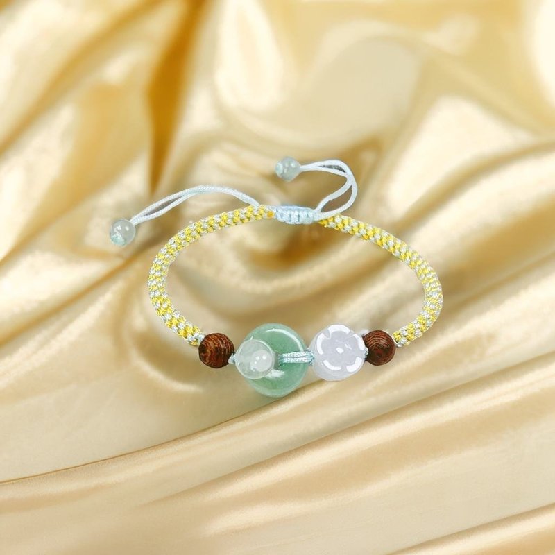 【May ‧Peace】Fruit Green Jade Peace Buckle Braided Bracelet | Natural Burmese Jade Grade A Jadeite | Gift - สร้อยข้อมือ - หยก สีเขียว