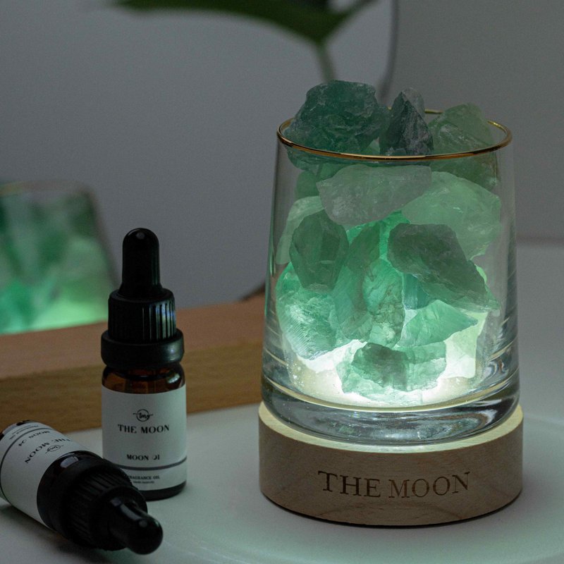 THE MOON 綠螢石擴香燈 // 專注X財富 - 香氛/精油/擴香 - 水晶 綠色