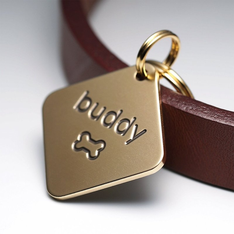 Dog Tag, Diamond Dog Tag, Brass Dog Tag, Personalized Pet ID Tags Engraved Tag - หมอน - ทองแดงทองเหลือง สีทอง