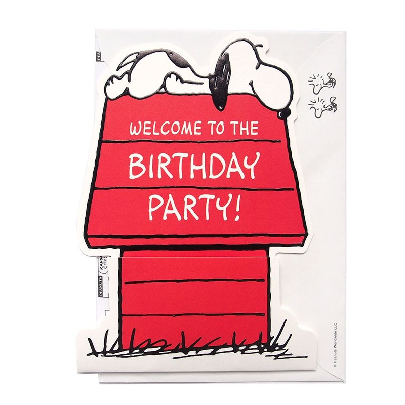 Snoopy趴在紅屋上 日本立體卡【Hallmark-Peanuts生日賀卡】 - 卡片/明信片 - 紙 多色