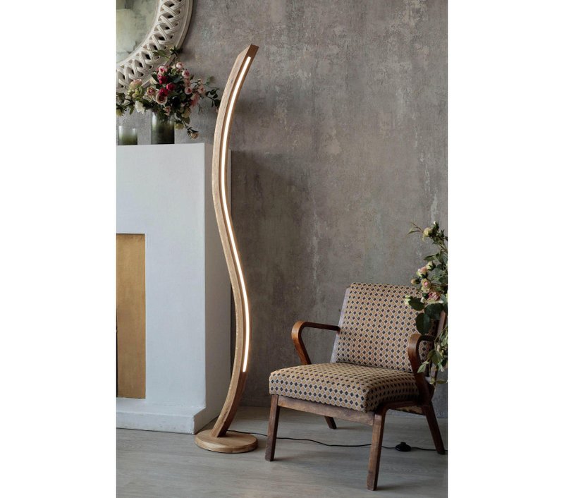 Modern Floor lamp Wooden standing lamp Wood floor lamp Arc floor lamp minimal - Lighting - Wood 