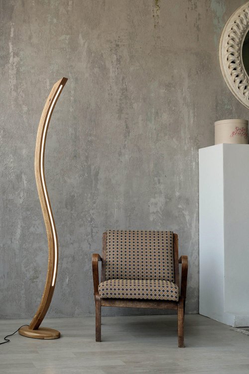 モダンウッドフロアランプ コーナーフロアスタンドランプ ミッド