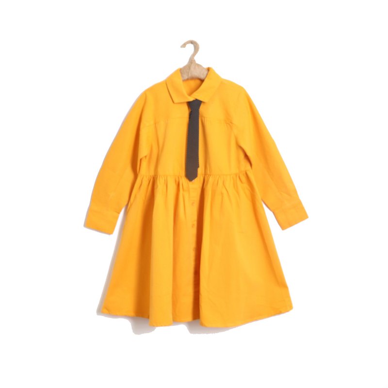 BIR children's clothing | Simple shirt dress (yellow/black) - Skirts - Cotton & Hemp Multicolor