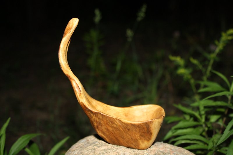 Gravy boat BIRCH BURL WOOD wooden Utensils wood bowl Woodcarving Pitcher 50 ml - จานเล็ก - ไม้ สีส้ม