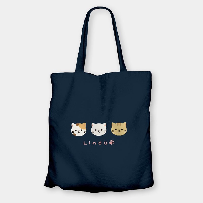 Cat head customized English name eco-friendly shopping bag side backpack tote canvas bag PU009 - Messenger Bags & Sling Bags - Cotton & Hemp Khaki