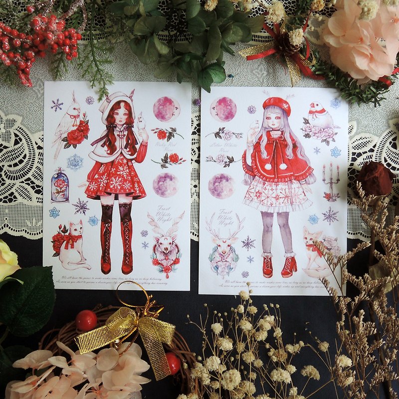 Frost White Night Postcard Set - การ์ด/โปสการ์ด - กระดาษ สีแดง