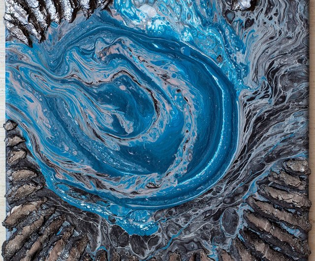 テクスチャーアート・海＊スクエアキャンバスアクリル画抽象画オーシャン青絵画原画 風景画 海 テクスチャーアート 抽象画 海の絵 夏 キャンバス
