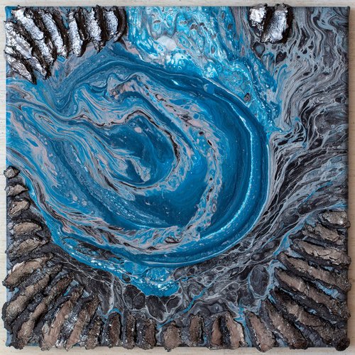 InnaGranatArt Abstract Art. Acrylic. Painting on canvas. Original. Blue ocean. Sea. Gift