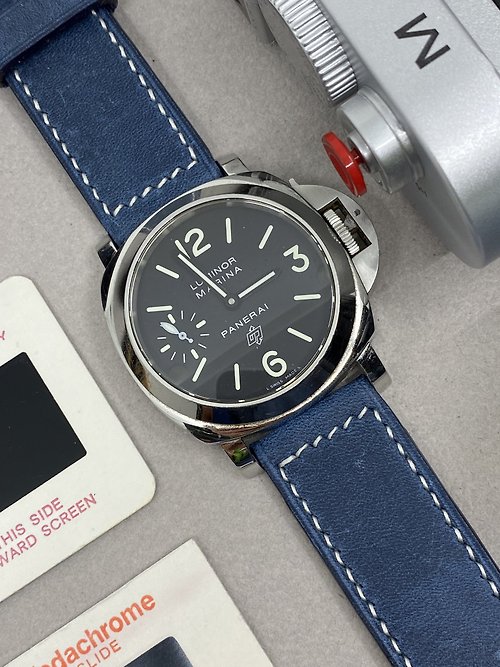 Eternitizzz 錶帶及手錶設計工房 藍色復古風皮革錶帶 Panerai 24mm 手工表帶 男生禮物 週年紀念