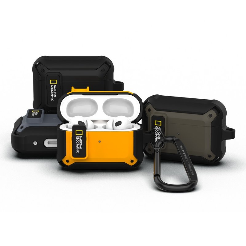 Nat Geo AirPods Series Rugged Bumper Lock Case - ที่เก็บหูฟัง - ซิลิคอน สีดำ