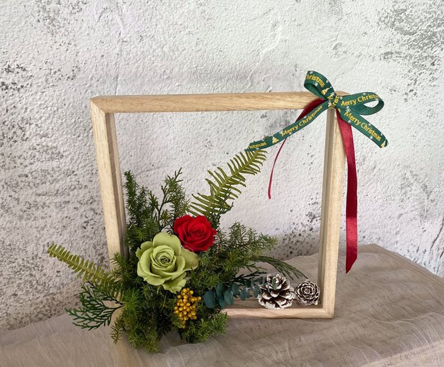プリザーブドフラワー クリスマスフレーム プリザーブド杉 ひのき