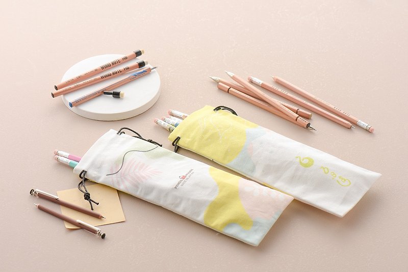 日本北星清新棉麻筆袋 聯名品 - 鉛筆盒/筆袋 - 棉．麻 黃色