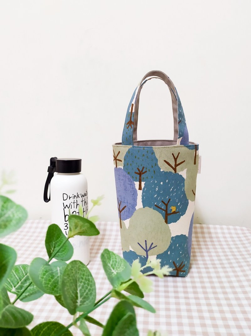 Jiajiajiu series water bottle bag/drink bag/portable canvas bag/animal forest style - Beverage Holders & Bags - Cotton & Hemp Green