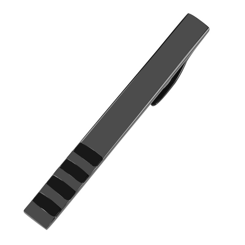 57mm Black Enamel Gunmetal Tie Clips - เนคไท/ที่หนีบเนคไท - โลหะ สีดำ