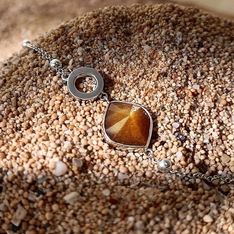 行星-薩圖爾 金太陽石手鍊 - 手鍊/手環 - 純銀 金色