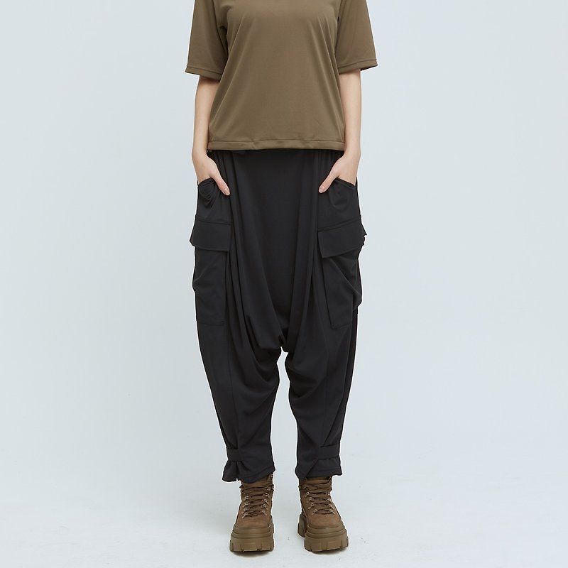 Reboot - Soho Pocket Loon Pants (Unisex) - Jet Black - Women's Pants - Polyester Black