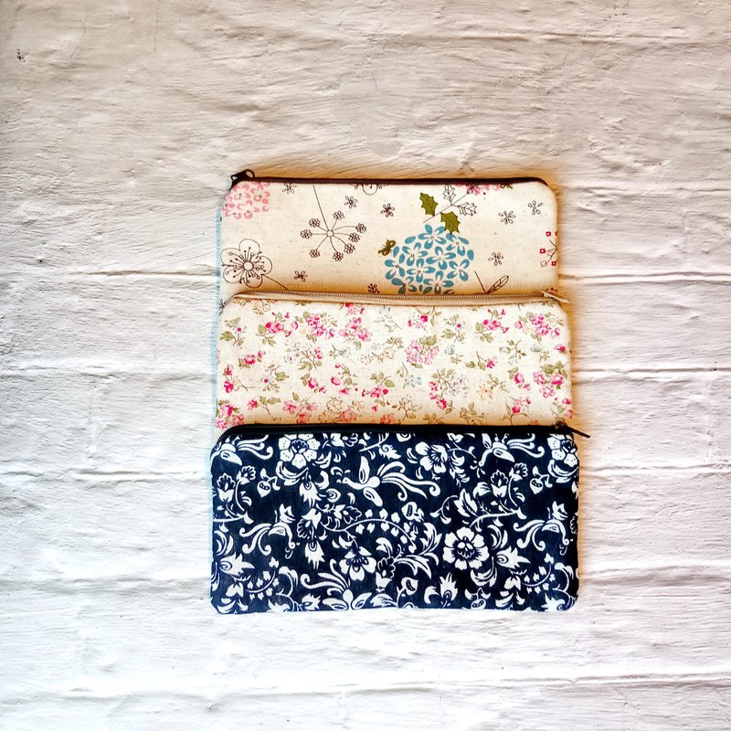 拉鍊袋 拉鍊收納布包  筆袋  化妝袋  手拿包 (LSG-010) - 鉛筆盒/筆袋 - 棉．麻 藍色