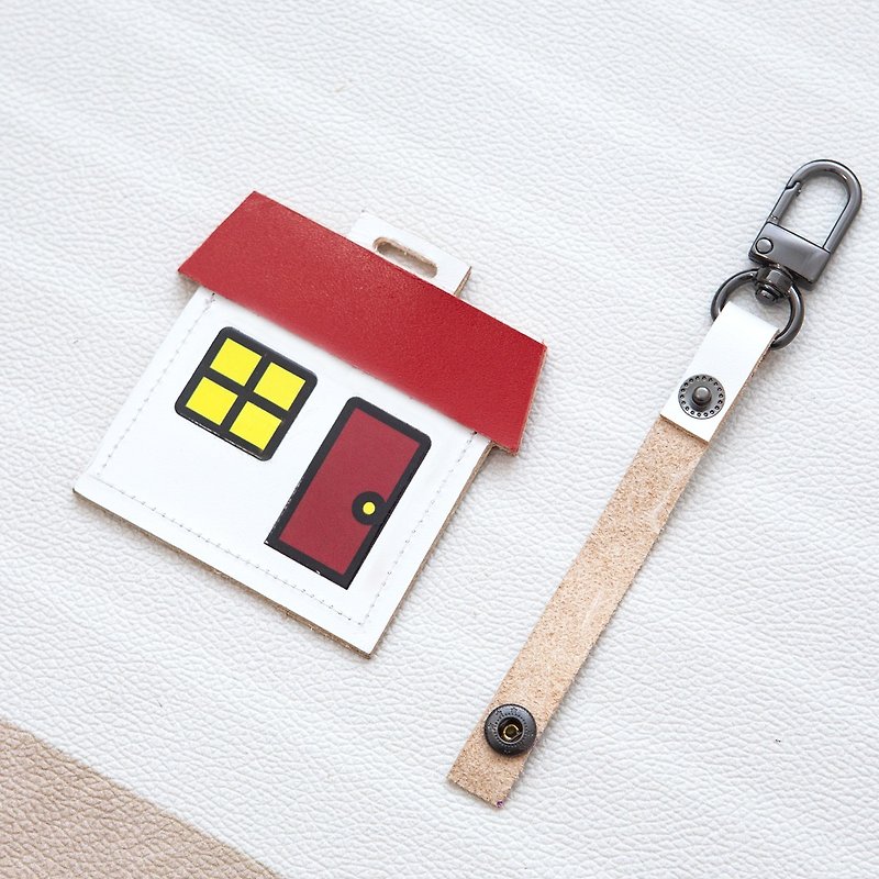 Little House Vegetable Tanned Leather Sewn Magnetic Buckle Cover/Elevator Magnetic Buckle/Induction Buckle/Invoice Carrier - ที่ห้อยกุญแจ - หนังแท้ 