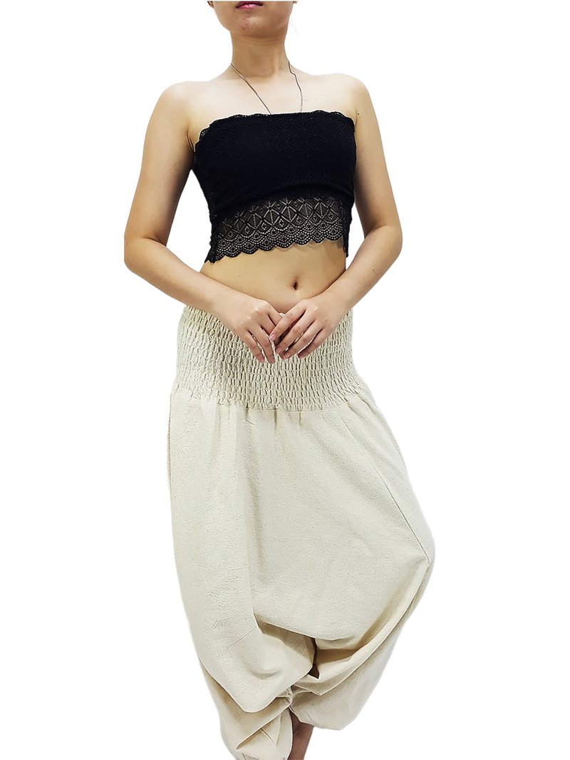 Women Harem Pants Organic Cotton Pants Aladdin Pants Drop Crotch Pants Jumpsuit - Women's Pants - Cotton & Hemp White