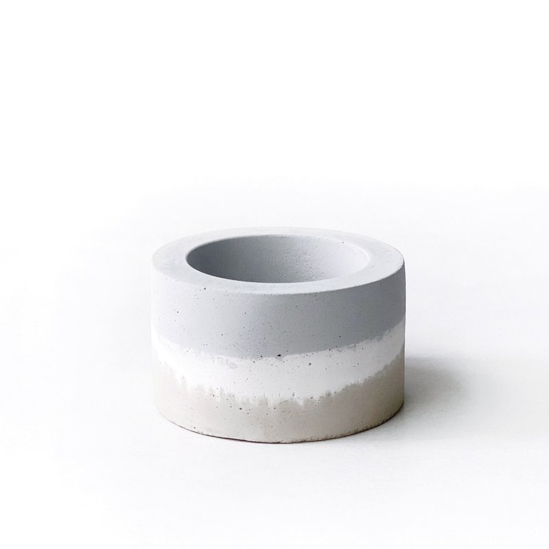 (Spot) Milk Tea Series | Small Round Three-Color Irregular Gradient Cement Basin - Pottery & Ceramics - Cement Khaki