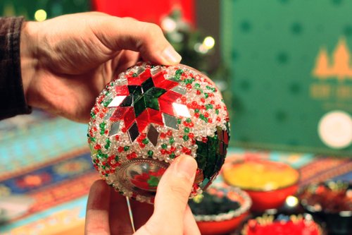 クリスマス ツリー キャンドル ホルダー | モザイク ガラス