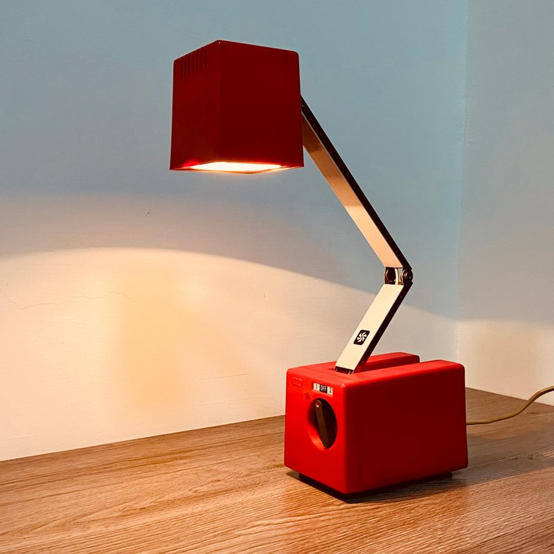 Southern Industrial 70s Rose Orange Work Desk Lamp - Lighting - Plastic Red